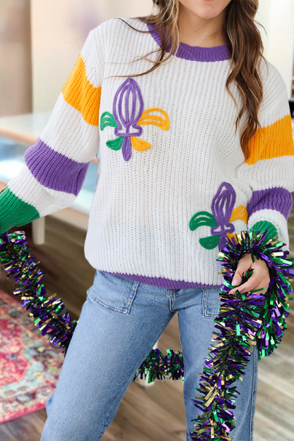 Mardi Gras Iris Sweater