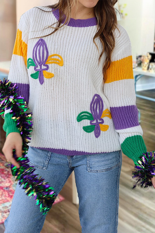 Mardi Gras Iris Sweater
