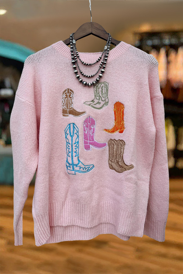Western Cowgirl Boots Sweater