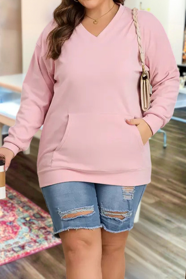 V-Neck Pocketed Pullover Sweatshirt