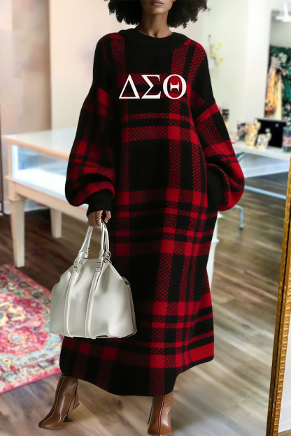 Delta Sigma Theta Sorority Plaid Sweatshirt Dress