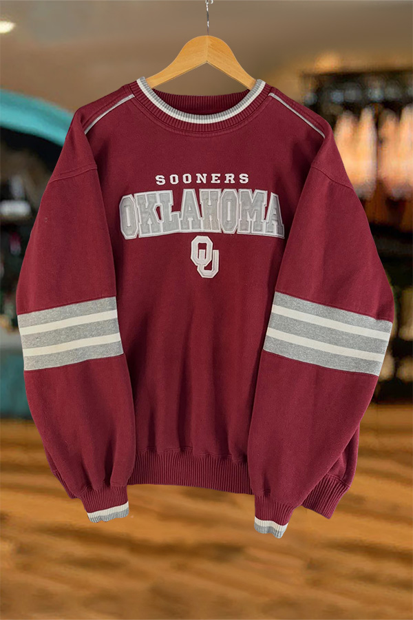 Game Day Red Football Striped Sweatshirt