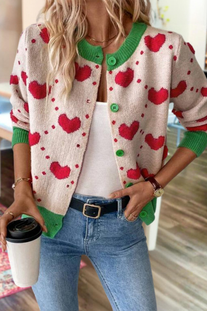 Valentine's Day 3D Heart Knit Cardigan