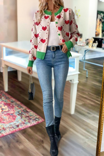 Valentine's Day 3D Heart Knit Cardigan