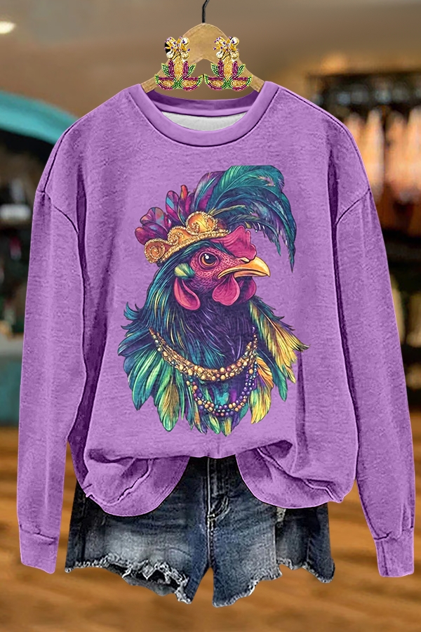 Mardi Gras Rooster Sweatshirt