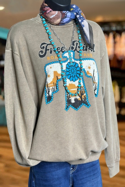 Western Free Bird Turquoise Sweatshirt