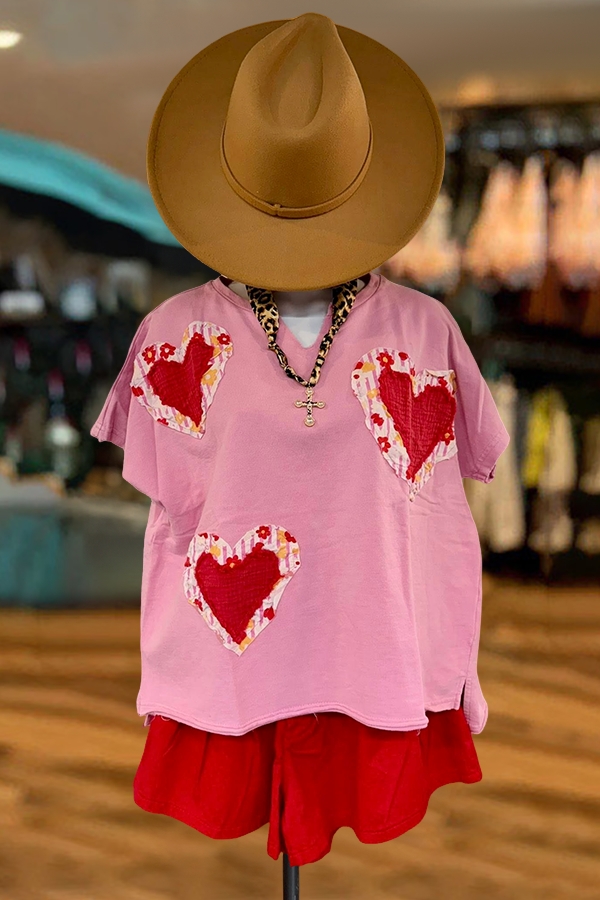 Valentine's Day V-Neck Heart T-Shirt