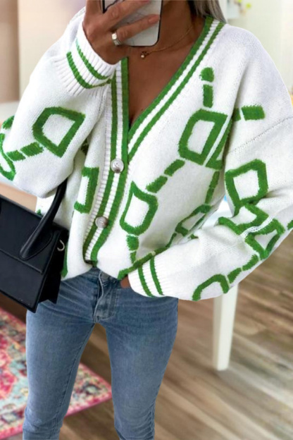 Color-Blocked Knitted Cardigan