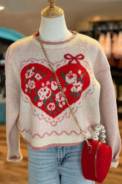Valentine's Day Flower Heart Sweater