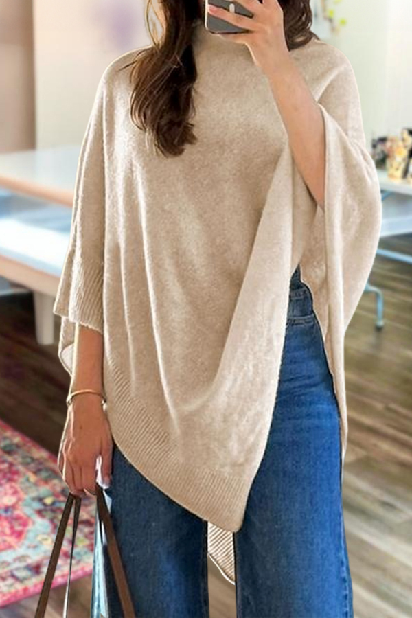 Plain Loose Elegant Fashion Knit Shawl