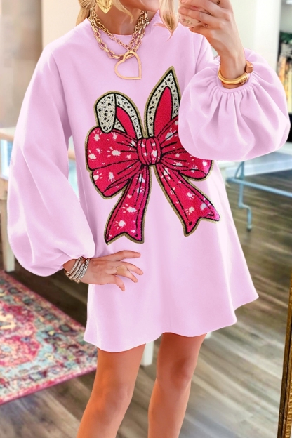 Easter Bunny Bow-Tie Puff-Sleeved Dress