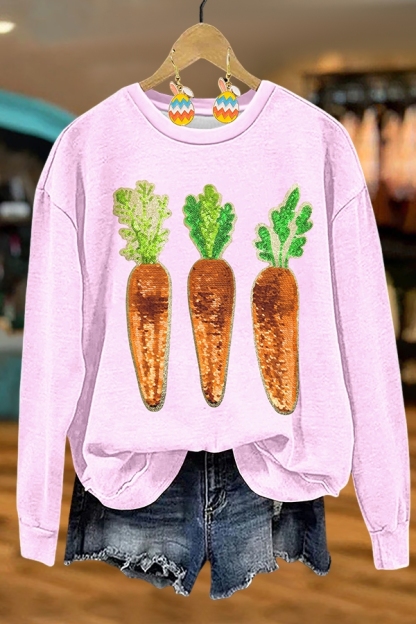 Easter Glitter Bunny Carrot Sweatshirt