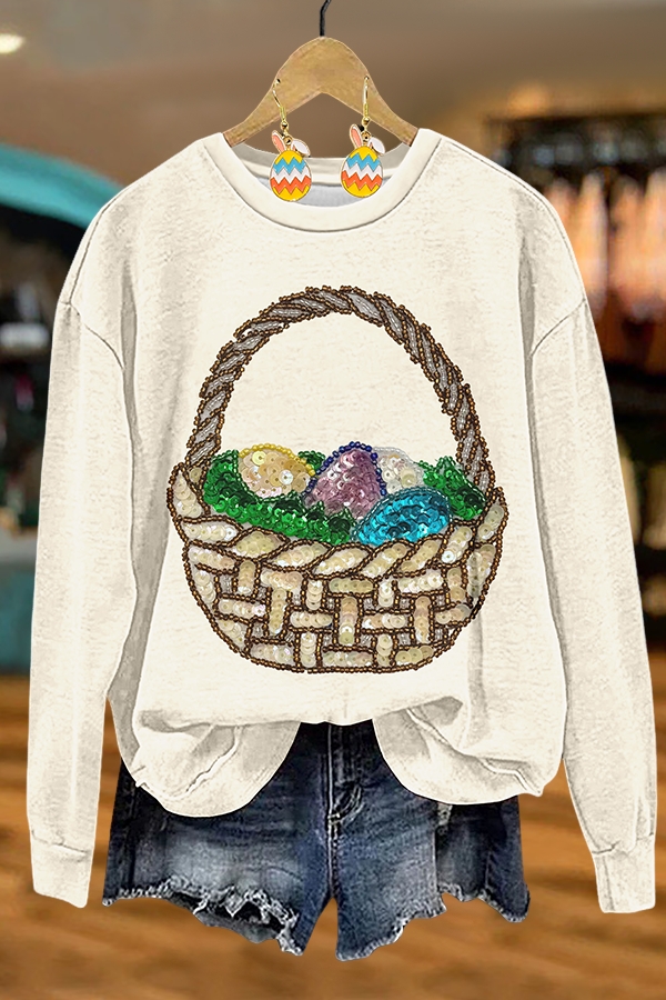 Easter Glitter Egg Basket Sweatshirt