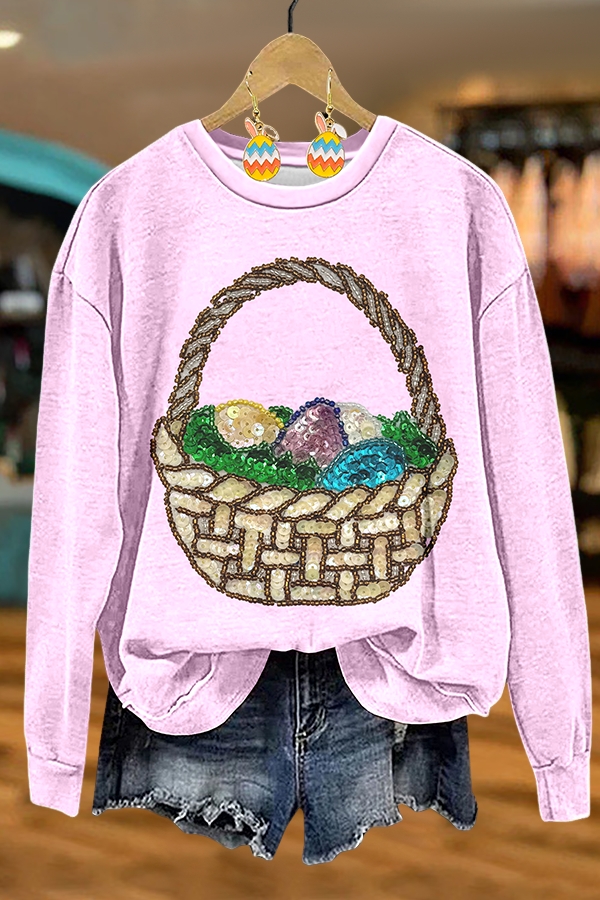 Easter Glitter Egg Basket Sweatshirt