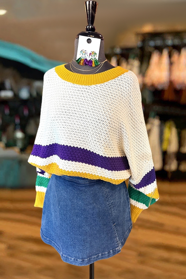 Mardi Gras Simple Striped Sweater