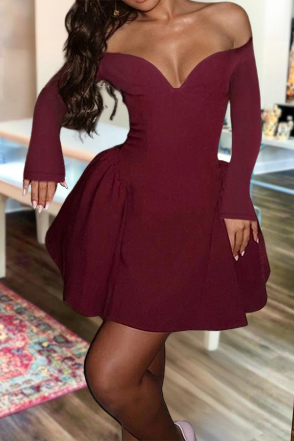 Party & Wedding Solid Off Shoulder Dress