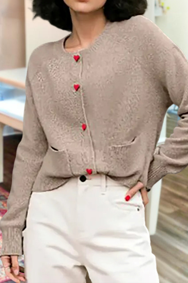Women's cardigan | Valentine's Day Heart-Shaped Button Cardigan |mywesternoutfit