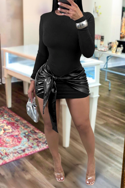 Patchwork Knot Side Twist Front Mini Dress