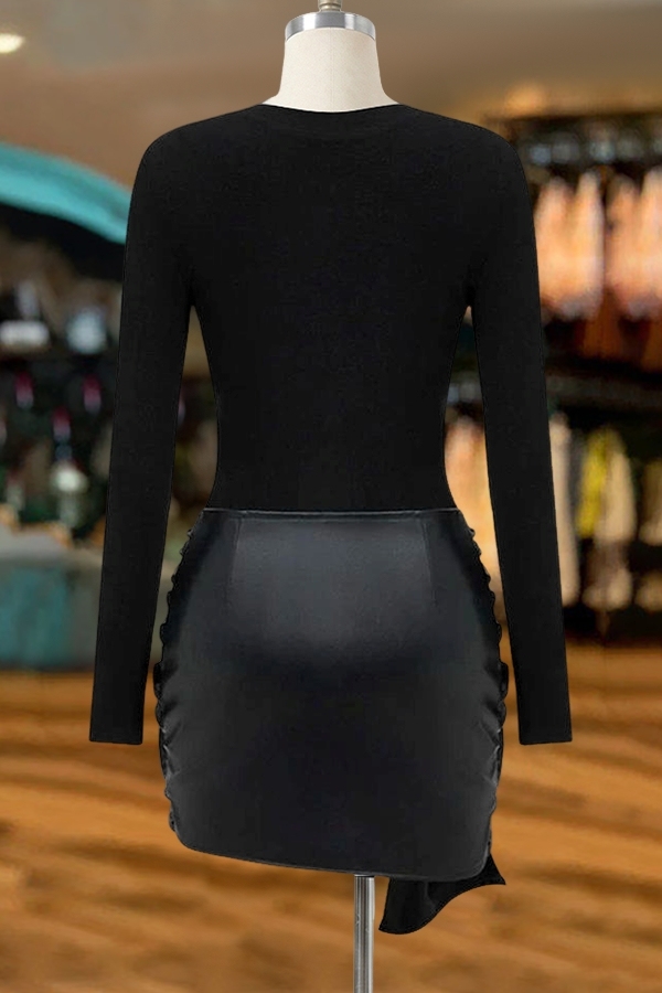 Patchwork Knot Side Twist Front Mini Dress