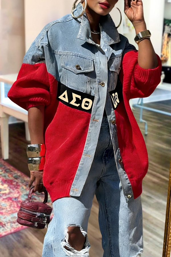 Delta Sigma Theta Sorority Denim Patchwork Jacket