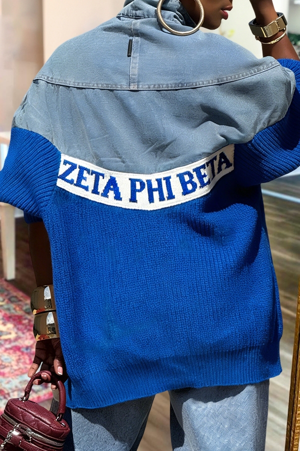 Zeta Phi Beta Sorority Women's Denim Patchwork Jacket