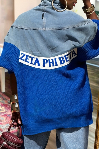 Zeta Phi Beta Sorority Women's Denim Patchwork Jacket