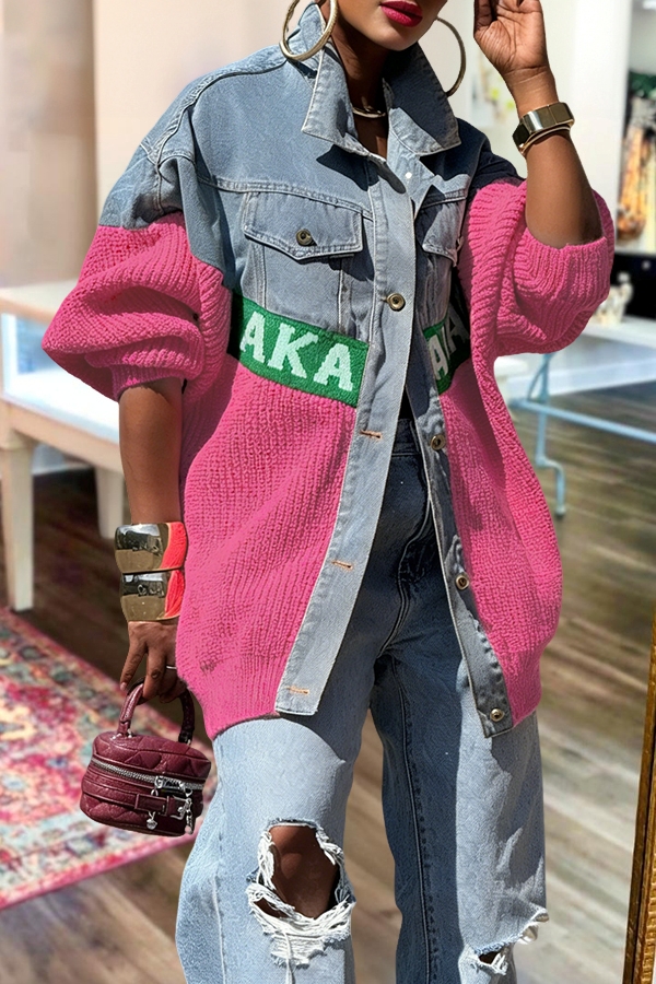 Alpha Kappa Alpha Sorority Denim Patchwork Jacket