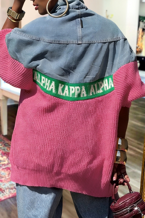 Alpha Kappa Alpha Sorority Denim Patchwork Jacket