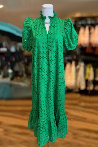 St. Patrick's Day Puff-Sleeved Maxi Dress