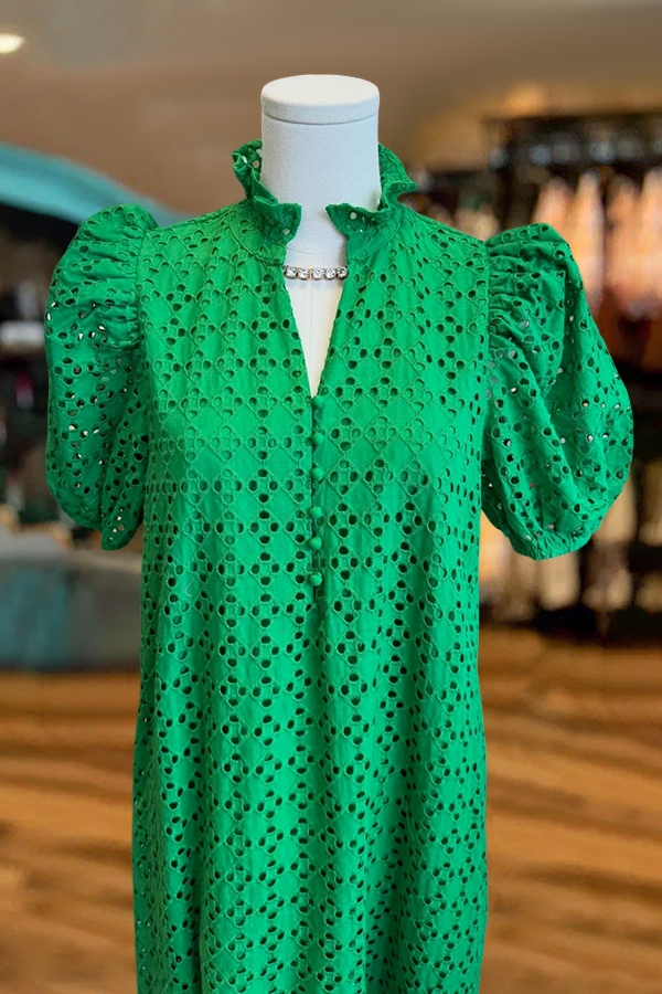 St. Patrick's Day Puff-Sleeved Maxi Dress