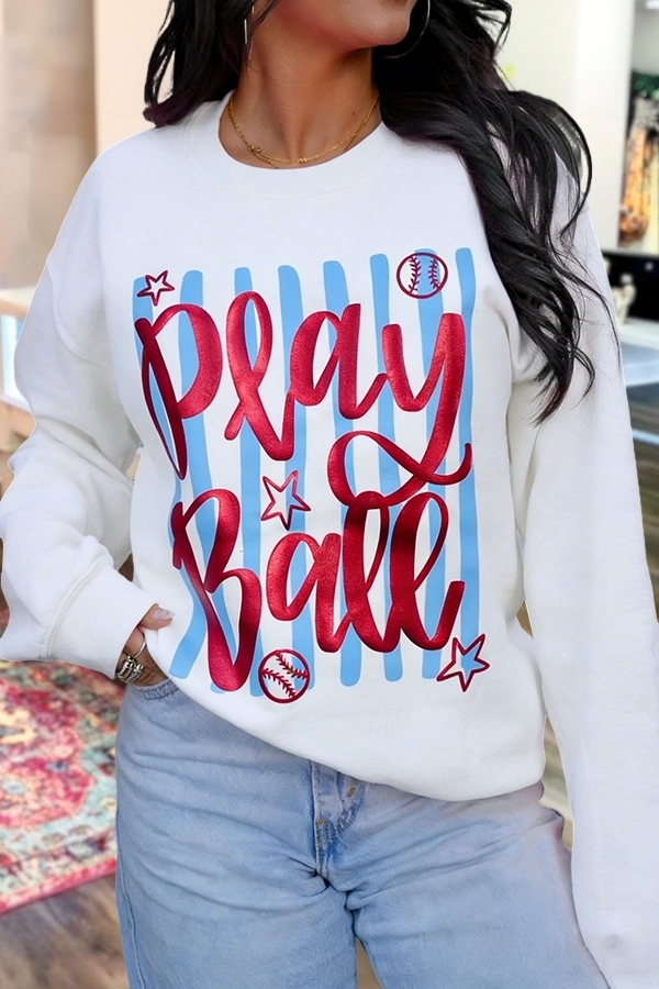 Baseball Stripe Play Ball Sweatshirt