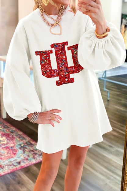 Game Day Red Puff-Sleeved Dress