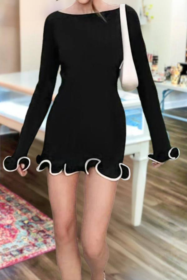 Long-Sleeved Ruffled Mini Dress