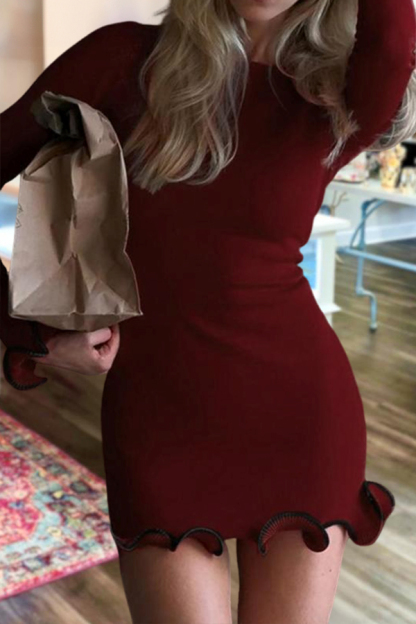 Long-Sleeved Ruffled Mini Dress