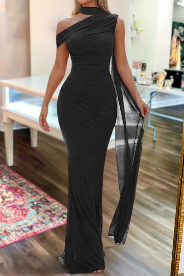 Women's One Shoulder Formal Evening Maxi Dress