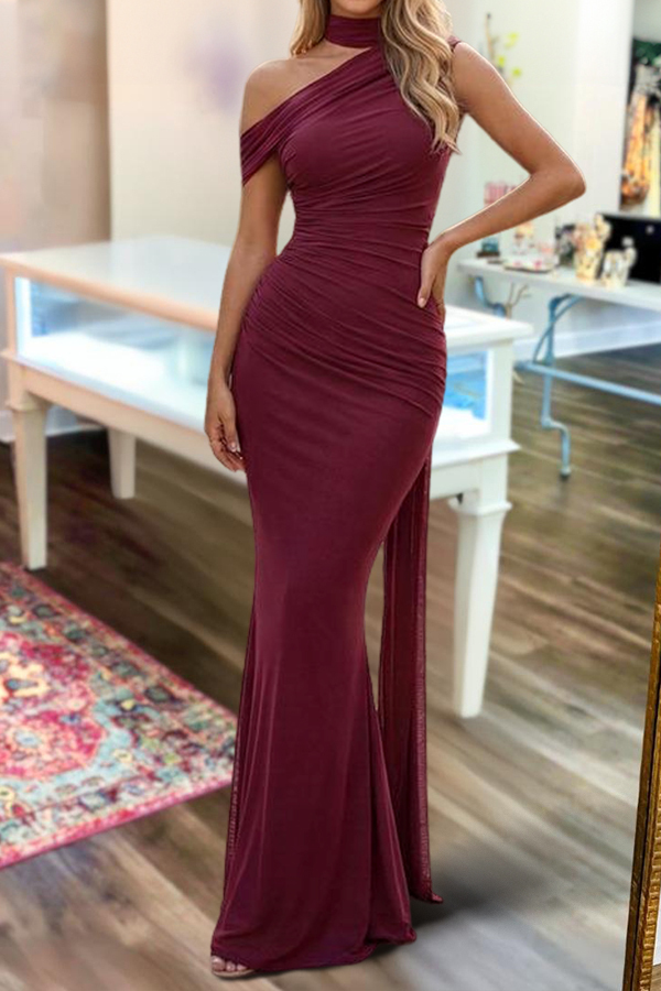 Women's dress | Women's One Shoulder Formal Evening Maxi Dress |mywesternoutfit