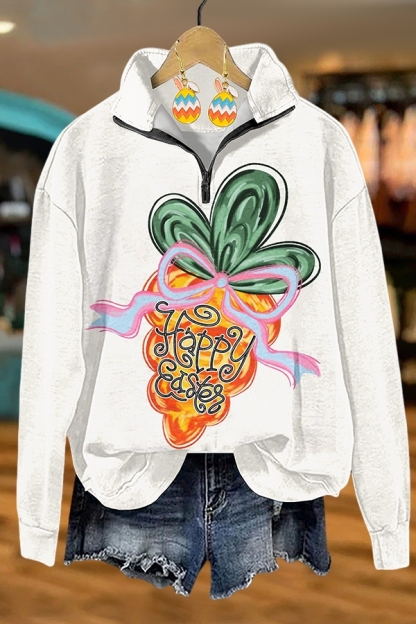 Happy Easter Carrot Zipper Sweatshirt