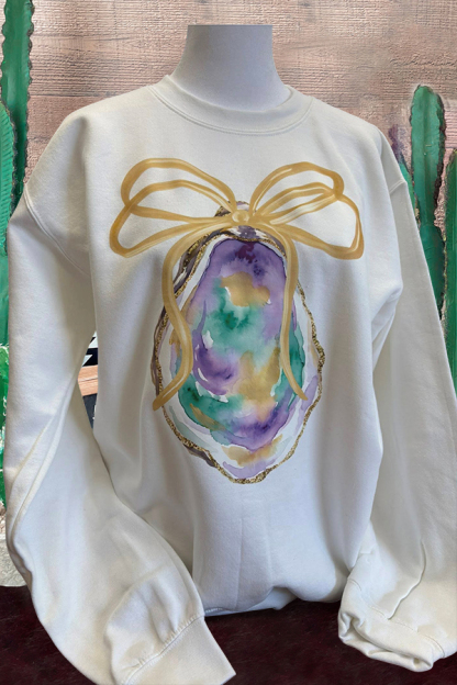 Mardi Gras Oyster Bow Sweatshirt