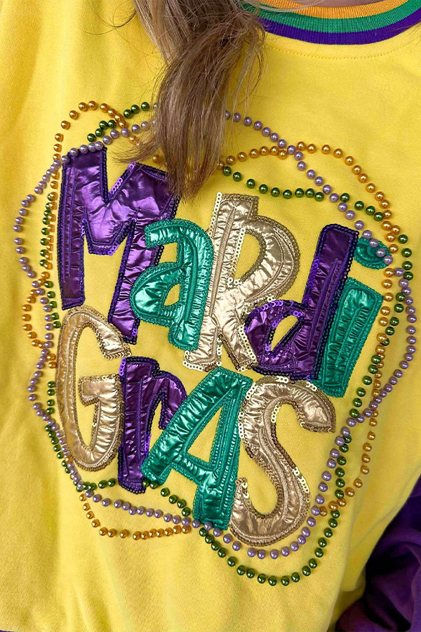 Mardi Gras Bead Color Block Sweatshirt