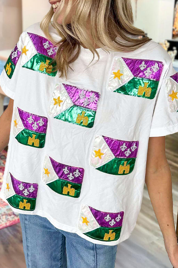 Mardi Gras Scattered Acadian Flag Shirt