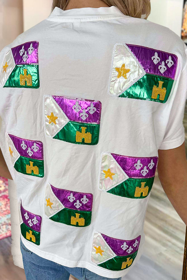 Mardi Gras Scattered Acadian Flag Shirt