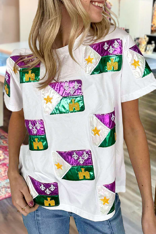 Mardi Gras Scattered Acadian Flag Shirt