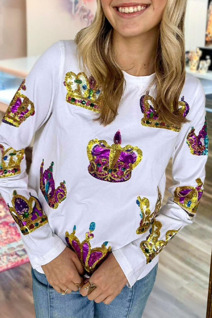 Mardi Gras Crown Long Sleeve Top