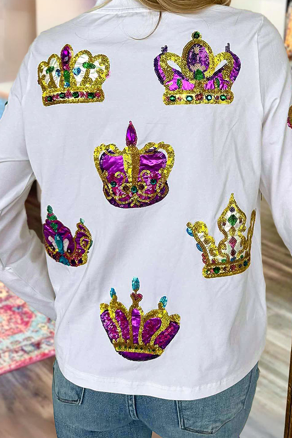 Mardi Gras Crown Long Sleeve Top