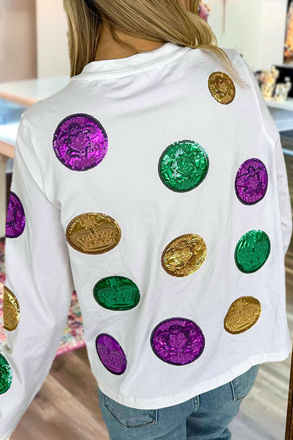 Mardi Gras Scattered Doubloon Long sleeve Top