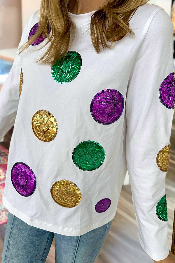 Mardi Gras Scattered Doubloon Long sleeve Top
