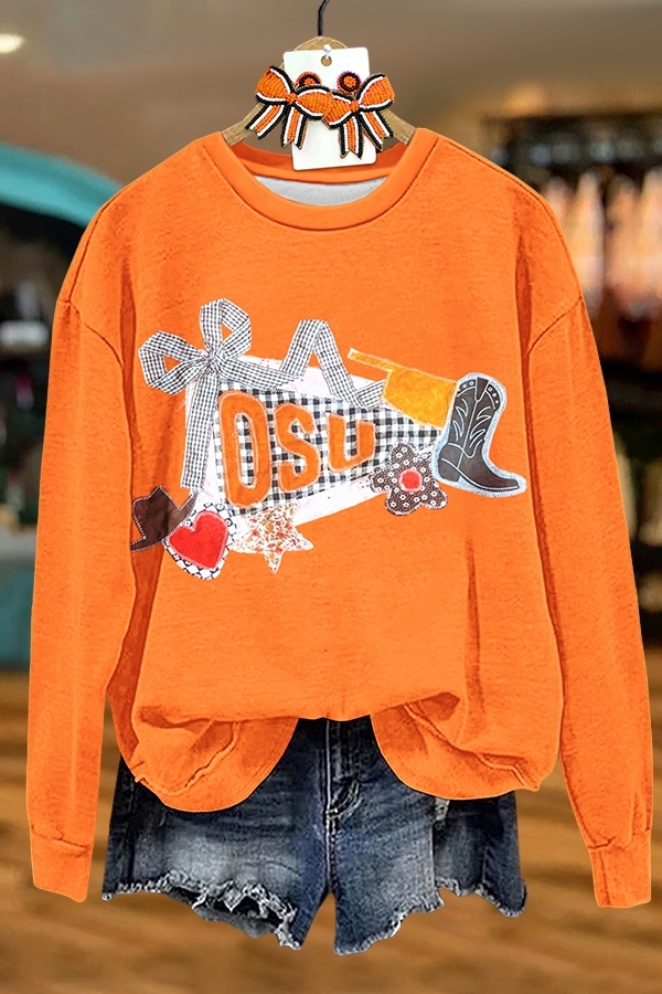 Women's sweatshirt | Casual Game Day Orange Sweatshirt |mywesternoutfit