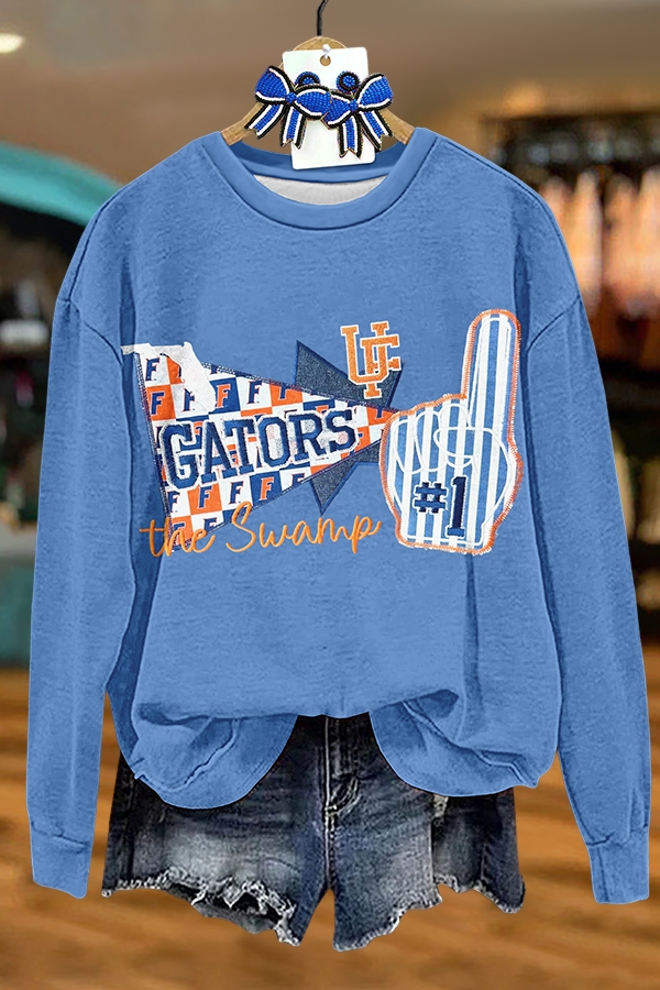 Game Day Blue Orange Crocodile Sweatshirt