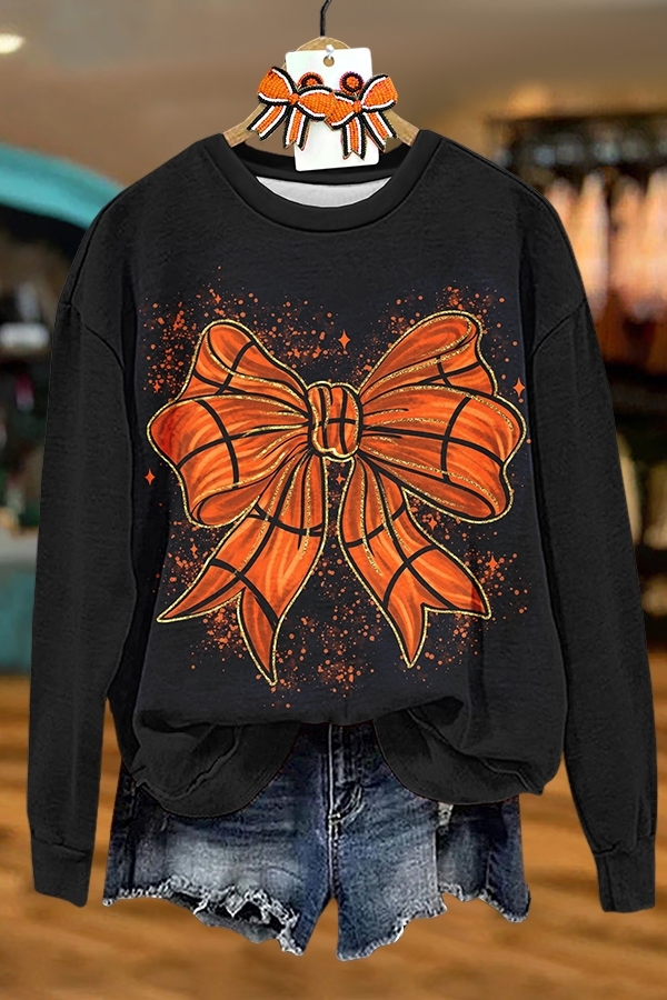 Women's sweatshirt | Sparkling Bow Basketball Sweatshirt |mywesternoutfit