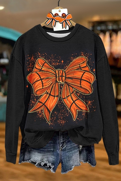 Sparkling Bow Basketball Sweatshirt